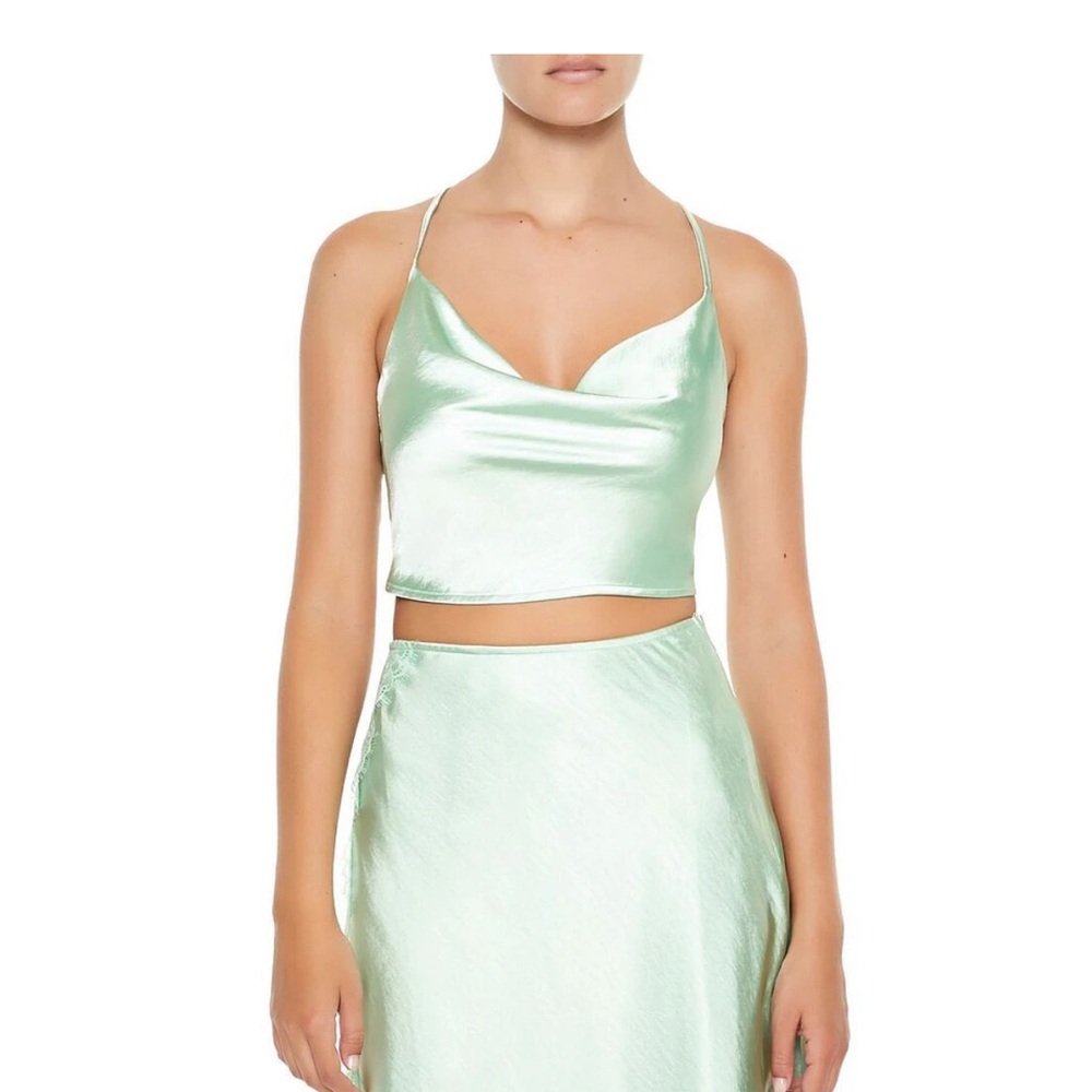 Satin Tie-Back Cropped Cami